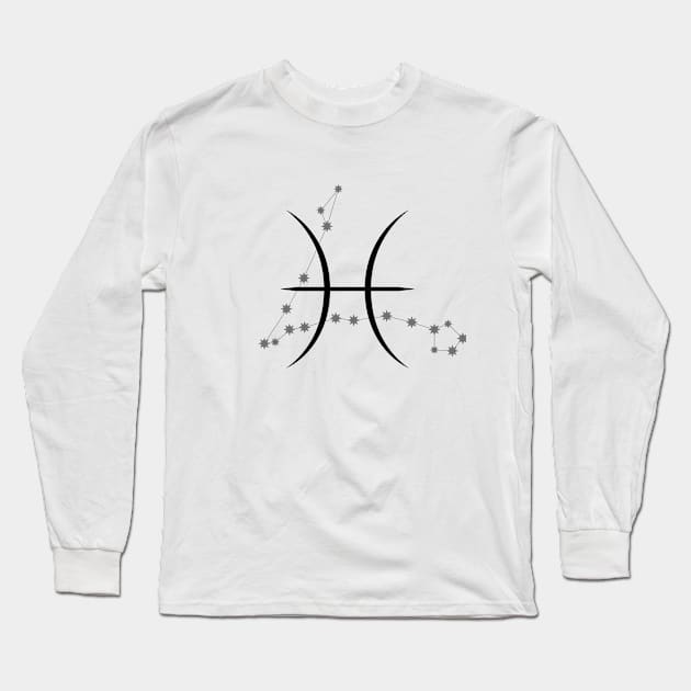 Pisces - Zodiac Sign Symbol and Constellation Long Sleeve T-Shirt by Red Fody